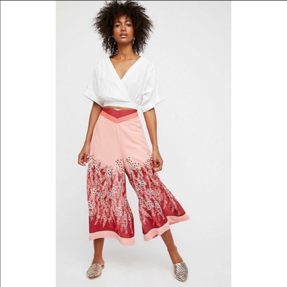 Free People Floral Flowy High Rise Pants
